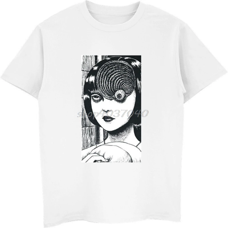 Летние модные повседневные мужские футболки Uzumaki рубашка Junji Ito Horror Футболки с