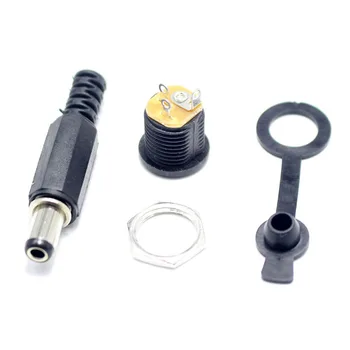 

15 sets 5.5x2.1mm DC power connector male female dc socket jack + short plug + waterproof cap