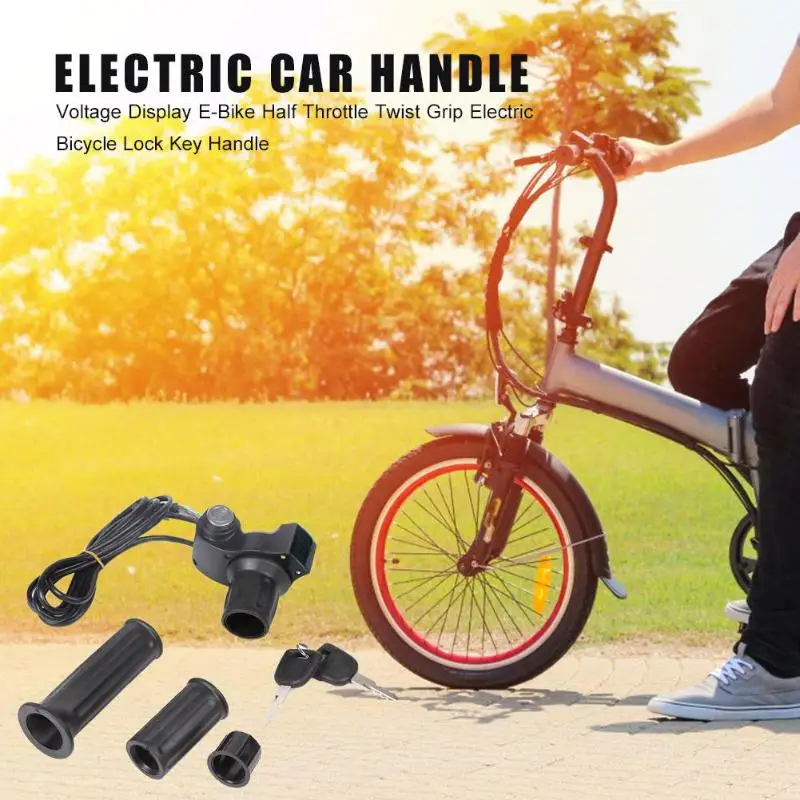 Электрический велосипед половина поворотный захват дросселя замок ключ ручка w/напряжение дисплей велосипед аксессуары части велосипеда ручка