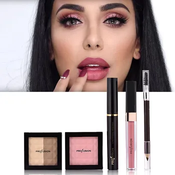 

Abay Makeup Set Women 5 Piece Combination Birthday Gift Package Female Face Repairing Powder High gloss Mascara Lip Gloss
