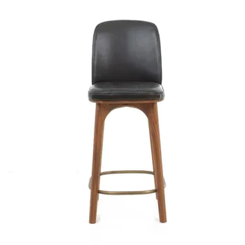 

Solid Wooden Bar Chair Modern Simple Backrest Bar Chair Light Luxury High Footstool Bar Stool Family Bar Stool Bar Chair
