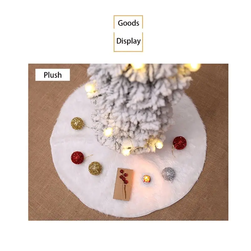 

White Plush Christmas Tree Skirt Decor Bottom Floor Mat Cover Merry Xmas Decor DXAF