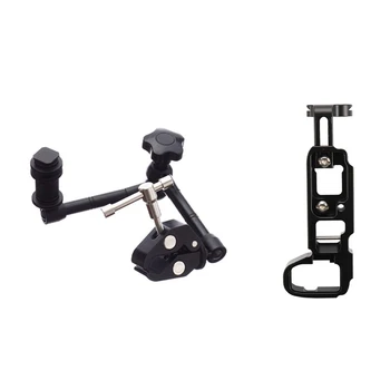 

1 Set 11 Inch Articulating Friction ic Arm Super Rod Clamp Pliers Clip & 1 Set L Plate/Bracket Holder Hand Grip