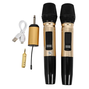 

UHF Wireless Microphone Speaker System with Receiver 3.5mm 6.35mm Adapter for DJ Karaoke Speech Amplifier Recording