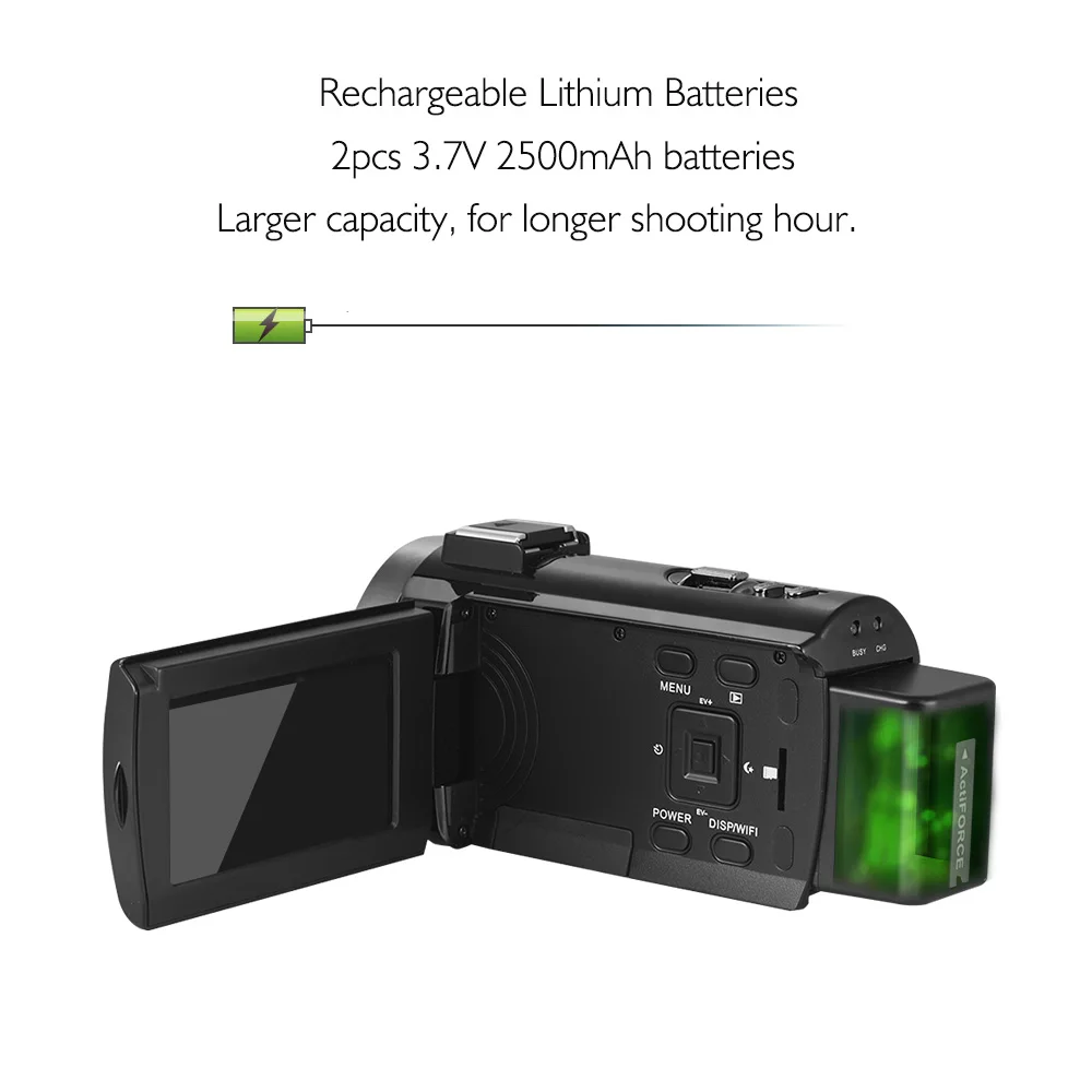 Andoer 4K HD Цифровая видеокамера DV 16X цифровой зум 3 в сенсорный экран WiFi ИК ночного видения с 2 батареями