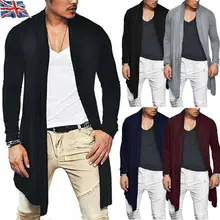 Мужские модные повседневные приталенные трикотажные повседневные кардиганы с длинным рукавом, мужские весенние осенние однотонные длинные пальто