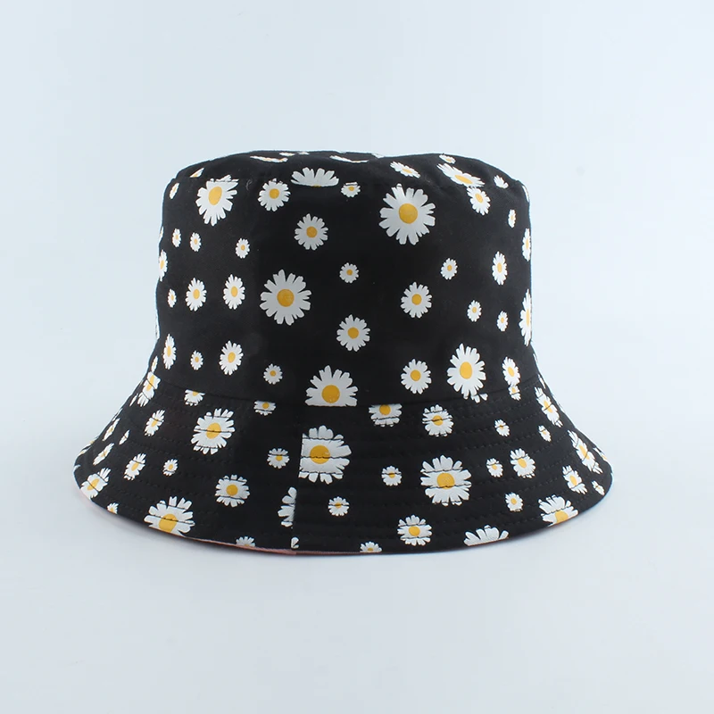 Sun hats Fisherman hat Bucket hats Sun hat Summer Daisies Bucket Hat Women Fashion Cotton Beach Sun Hats Reversible Bob chapeau Femme Floral Panama Hat Fisherman