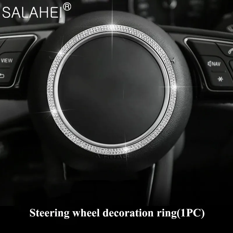 Рулевого колеса автомобиля эмблема интерьер 3D Стразы для Audi A4L A6L A3 A5 Q3 Q5 Q7 A7 A8