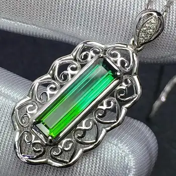 

Fine Jewelry Real 18K Gold 100% Natural Green Tourmaline 3ct Female Diamonds Gemstone Diamond Women's Pendants Necklaces
