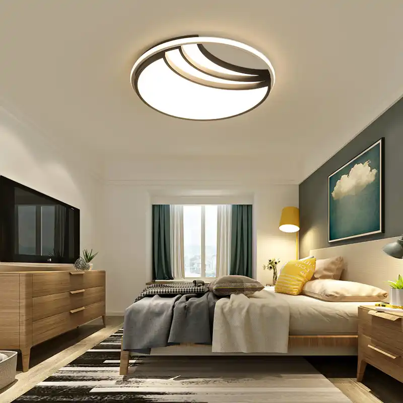 creativa lampara led de metal con anillo de hierro para dormitorio lampara de techo moderna para cocina con control remoto lampara de luz para