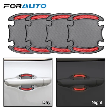 

FORAUTO Car Safety Sticker Door Handle Door Bowl Warning Tape Reflective Strip Car Sticker Carbon Fiber Anti-scratch Car-styling