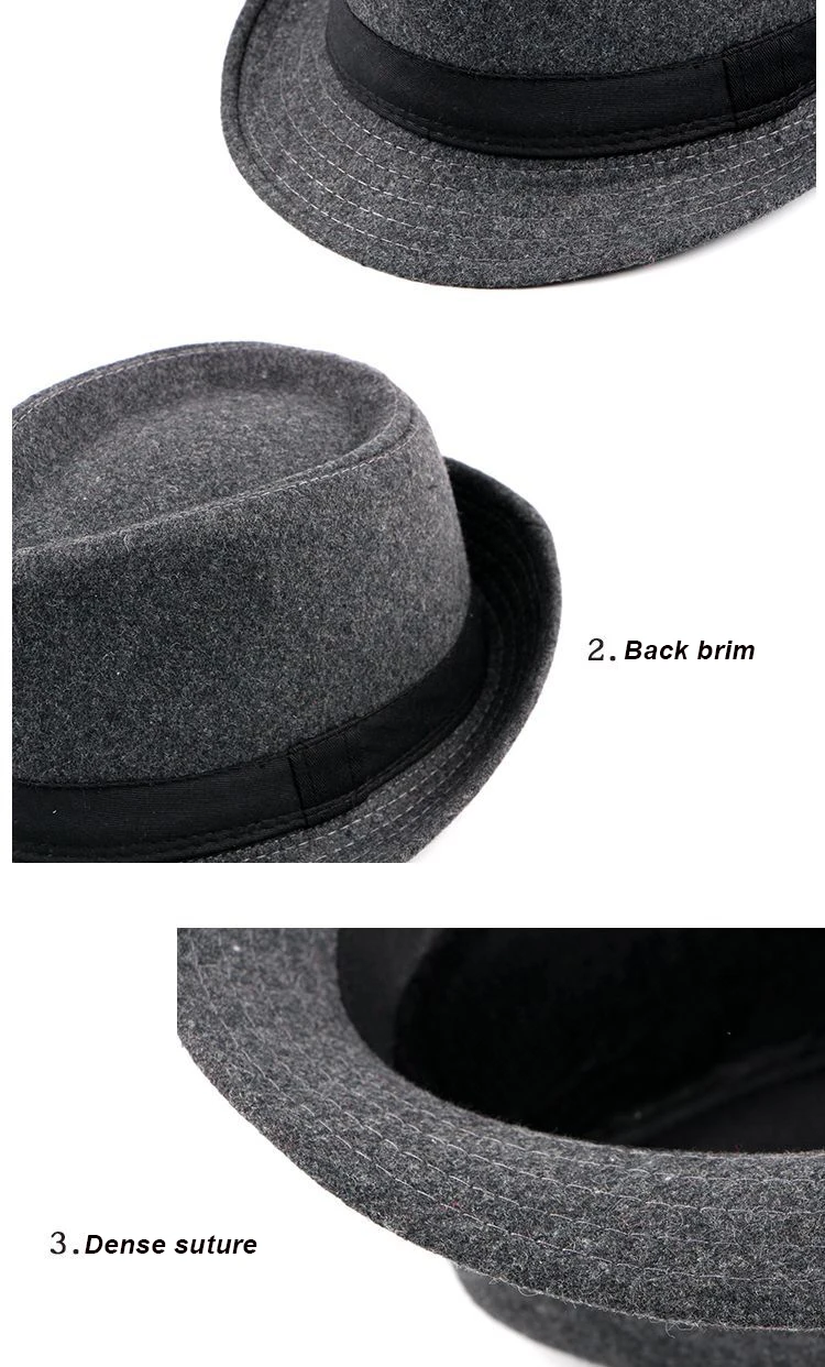 Classics Autumn 2021 Winter Short Brim Felt Fedoras Hat Men Black panama Vintage top sombrero trilby mens hats gentleman fedora burgundy fedora hat