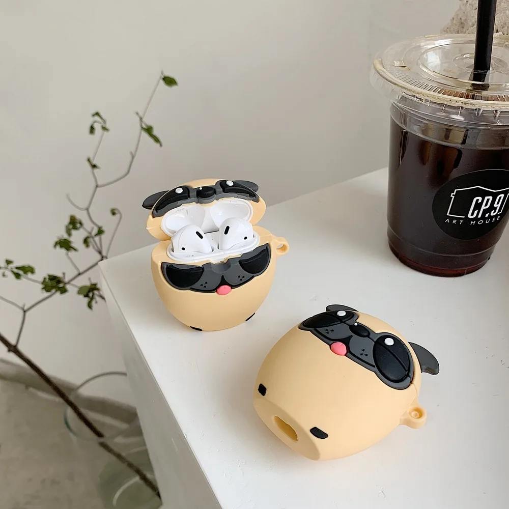 3D Милые Мультяшные Pekingese аксессуары для наушников Чехлы для Apple Airpods 1/2 прекрасный силиконовый защитный чехол для наушников с крюком