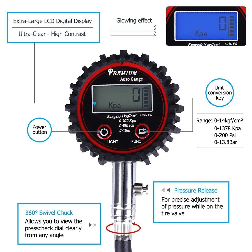 0-100PSI ЖК цифровой датчик давления воздуха в шинах Высокая точность Автомобиль Мотоцикл велосипед барометр мониторинг инструменты тестер проверки