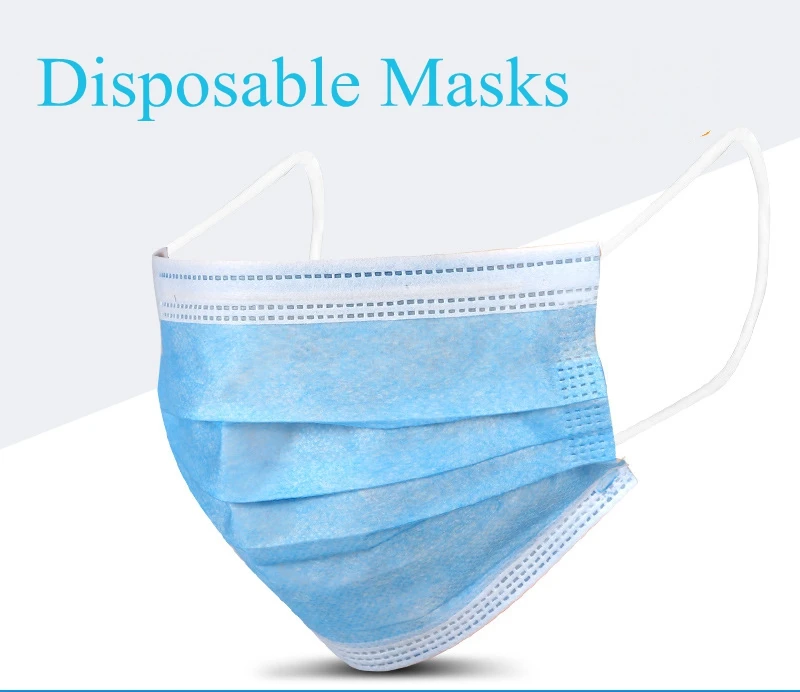

50pcs Three Layers Anti-Pollution Disposable Face Mask Adult Elastic Ear Loop Nonwoven Masks Dust Protection Dropshipping