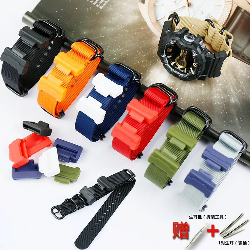 

Watch Accessories Nylon Strap for Casio Connector G-SHOCK GA100 GA400DW5600M5610DW6900 BABY-G BA110 120 Men and Ms Resin Strap