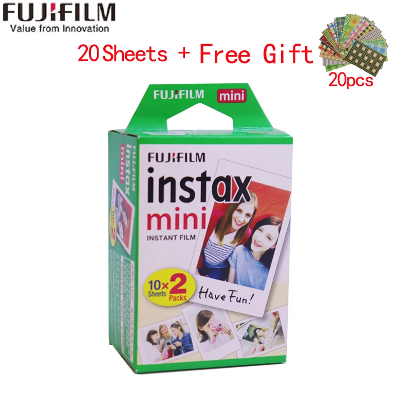 20 Sheets 10-200 листов Fujifilm instax mini 9 фильм белый край 3 дюймов широкий пленка для Фотоаппарат моментальной печати mini 8 7s 25 50s 90 фото бумага - Цвет: 20 Sheets