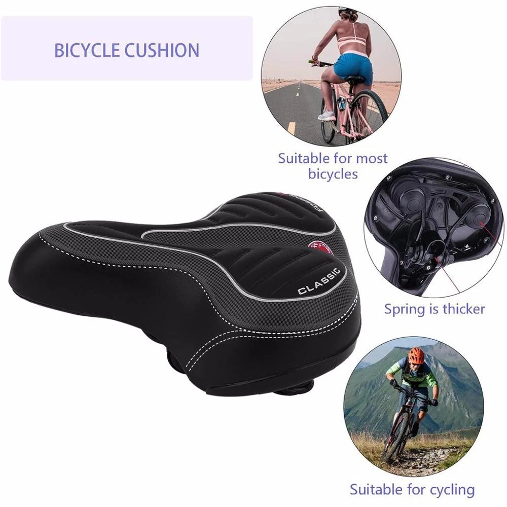Comfort Wide Big Bum Bike Bicycle Gel Cushion Extra Sporty Soft Pad Saddle Seat 