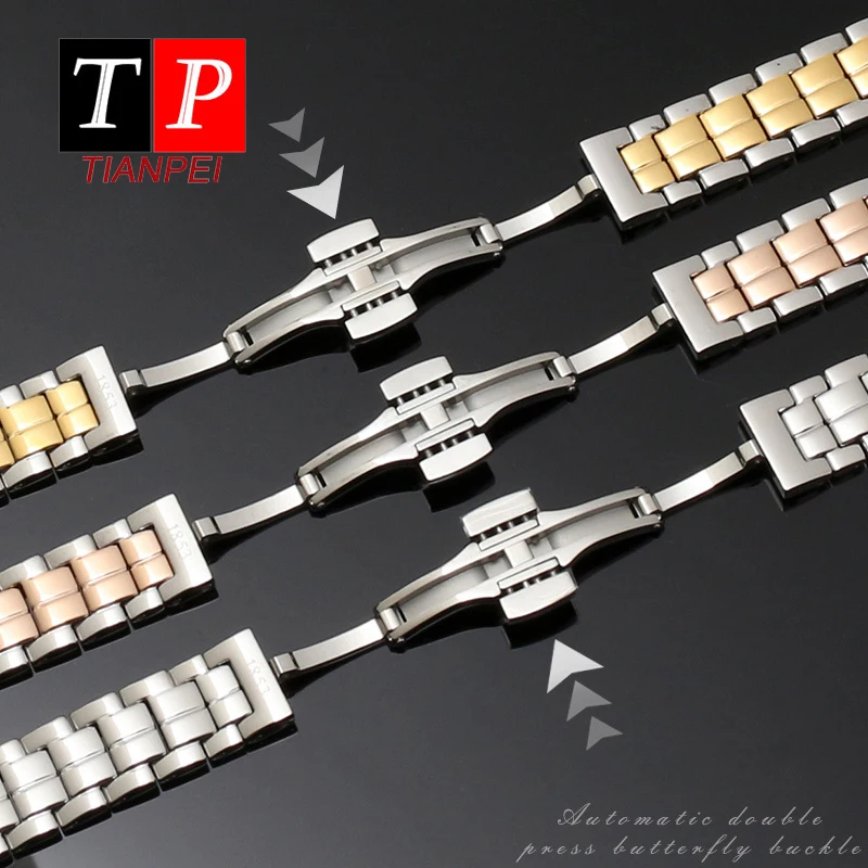 Tissot12mm t094 steel stri Metal watch band Genera Watch Strap fashion rose Stainless Steel Watch Band Replacement Strap women