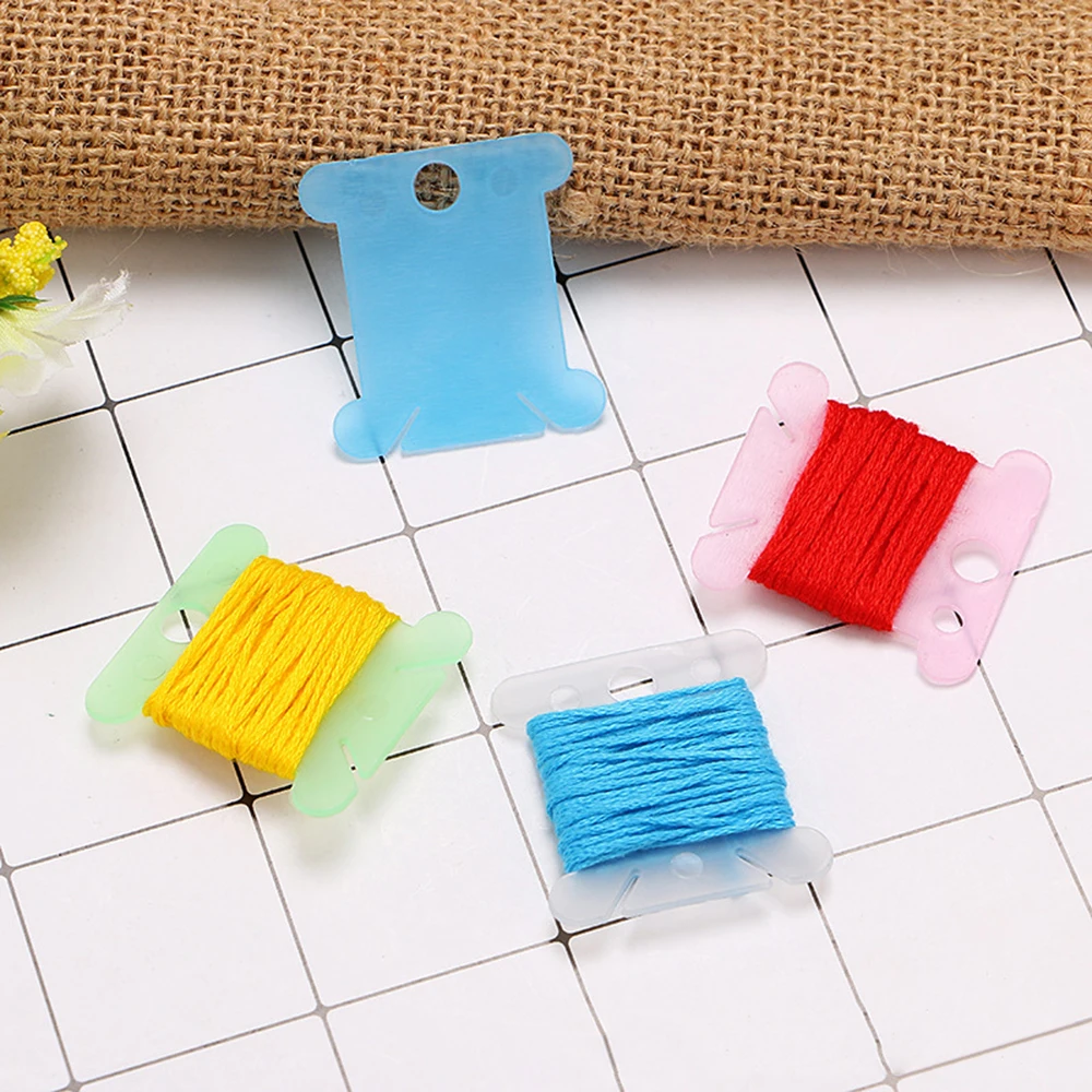 100/120pcs Cross Stitch Storage Holder Plastic Sewing Thread Winding Plate Board Card Embroidery Floss Craft Bobbins Organizer