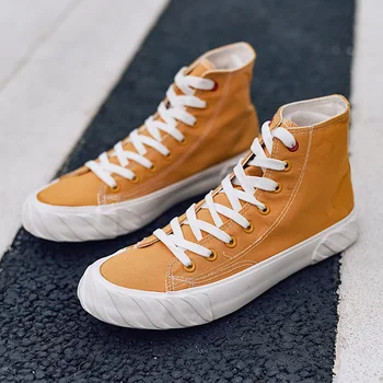 

High top Canvas Shoes Men Sneakers Young Man Cool Sneakers Casual Men Vulcanize Shoes Black White Shoes Male Footwear KA1729