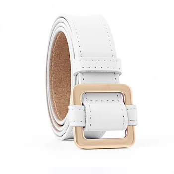 

PU Leather Women Belt Without Holes Universal Square Buckle Accessories Fashion Jeans Adults Needleless Waist Durable Adjustable