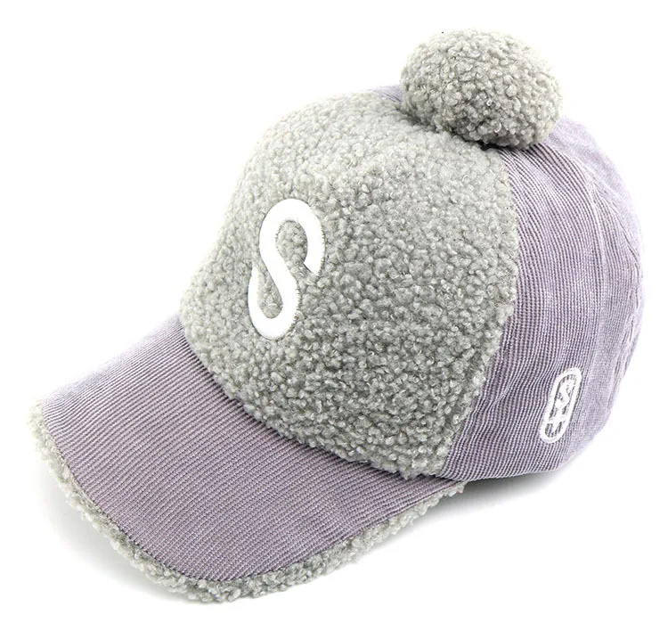 7 Baby boy girl hat ABC corduroy baseball cap autumn and winter new children's hat Korean ball pompom caps kids photography props - Цвет: 7