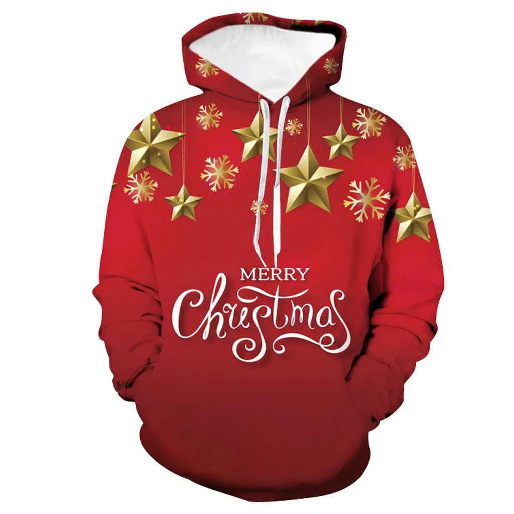 Kawaii moletom feminino sudadera mujer, Женская толстовка, Рождественский 3D принт, длинные рукава, негабаритный пуловер с капюшоном, толстовка - Цвет: red 2