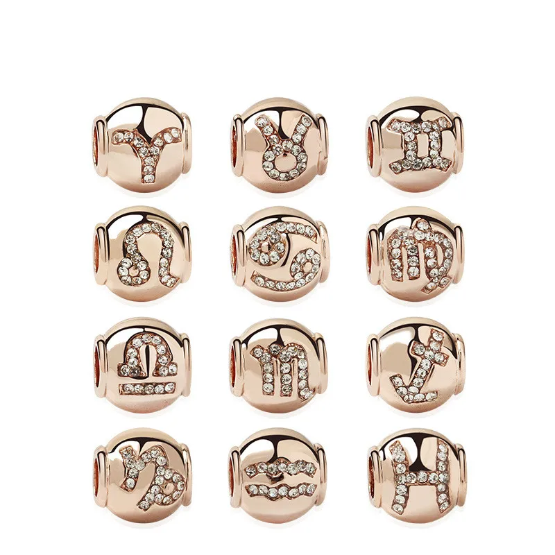 5PCS-Hot-Sale-Rose-Gold-Metal-Plated-Charm-12-Constellation-Crystal-Round-Beads-Fit-Original-Bracelet (1)