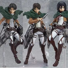 Аниме атака на Титанов ПВХ Фигурки Eren Mikasa Ackerman Levi Rivaille Figma 203 207 213 фигурка коллекционная игрушка