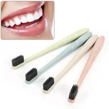 1pcs Eco Friendly Wheat Straw Handle Bamboo Toothbrushes Adult Teeth Brush Natural Soft Charcoal Bristles Dental Tongue Cleaner