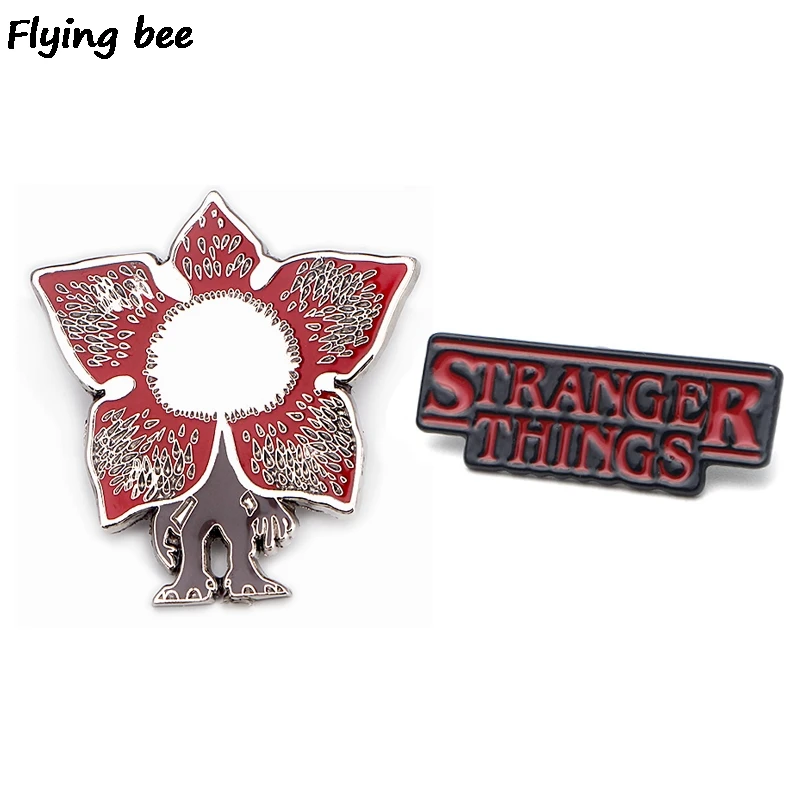

Flyingbee Stranger things Fashion Pins Enamel Pin For Clothes Bags Backpack badge Funny Cute Brooch Shirt Lapel Pins X0403