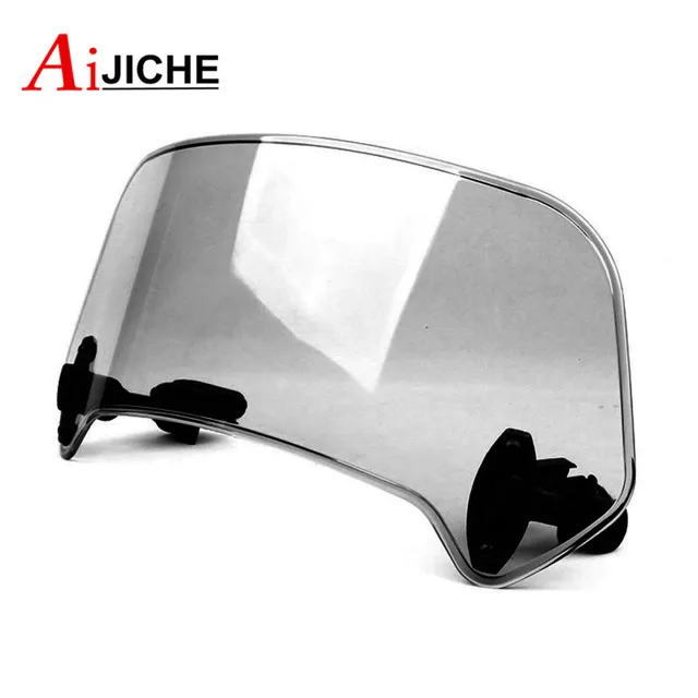 Universal Motorcycle Scooter Adjustable Clip On Windscreen Windshield Extension Spoiler Wind Deflector Adjustable Lockable Large smoked