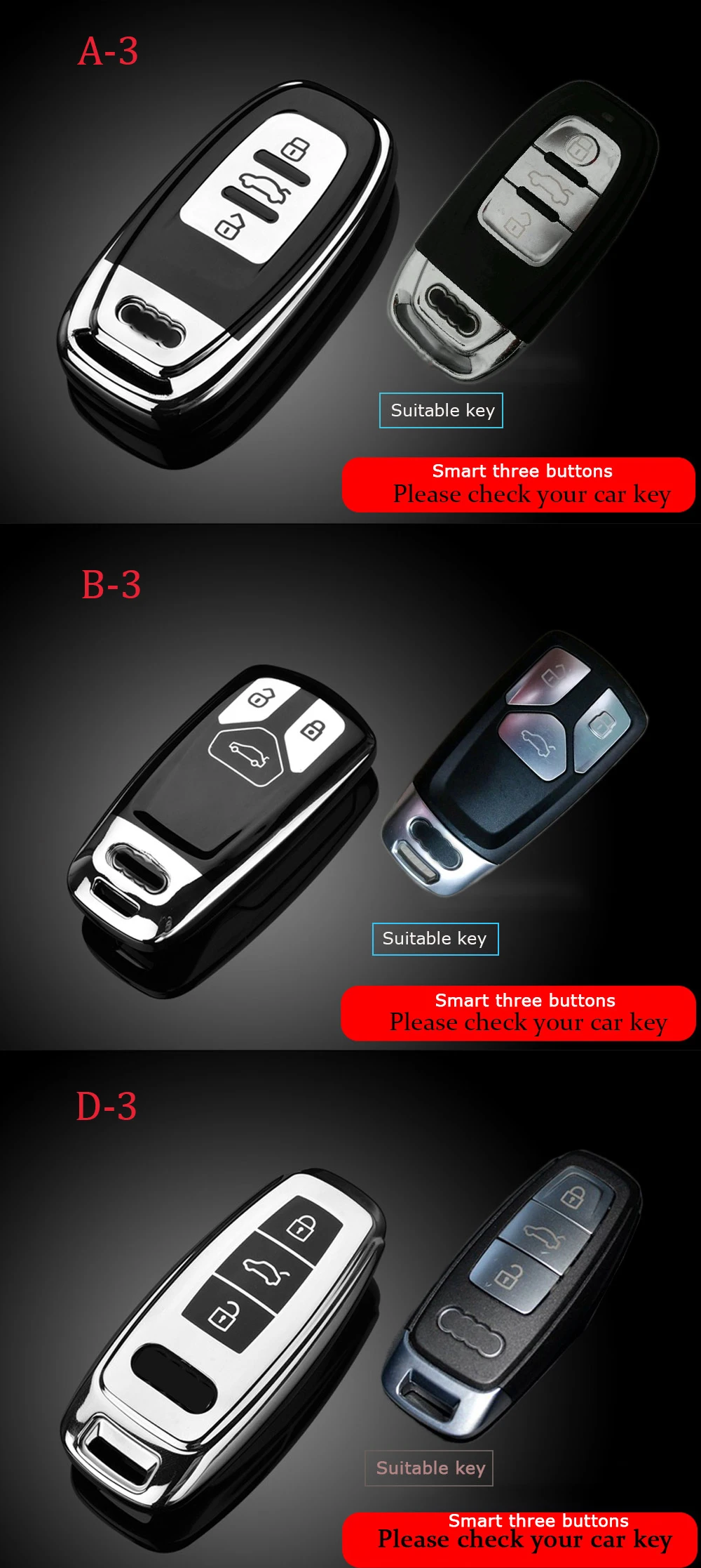 Чехол для ключей для автомобиля Audi TT TTS Q7 A5 Q5L a4La6l a8l a5 q5 a7 a6l a7 a8 a8L A4L 2018TPU автомобильного тюнинга основа автомобильные аксессуары