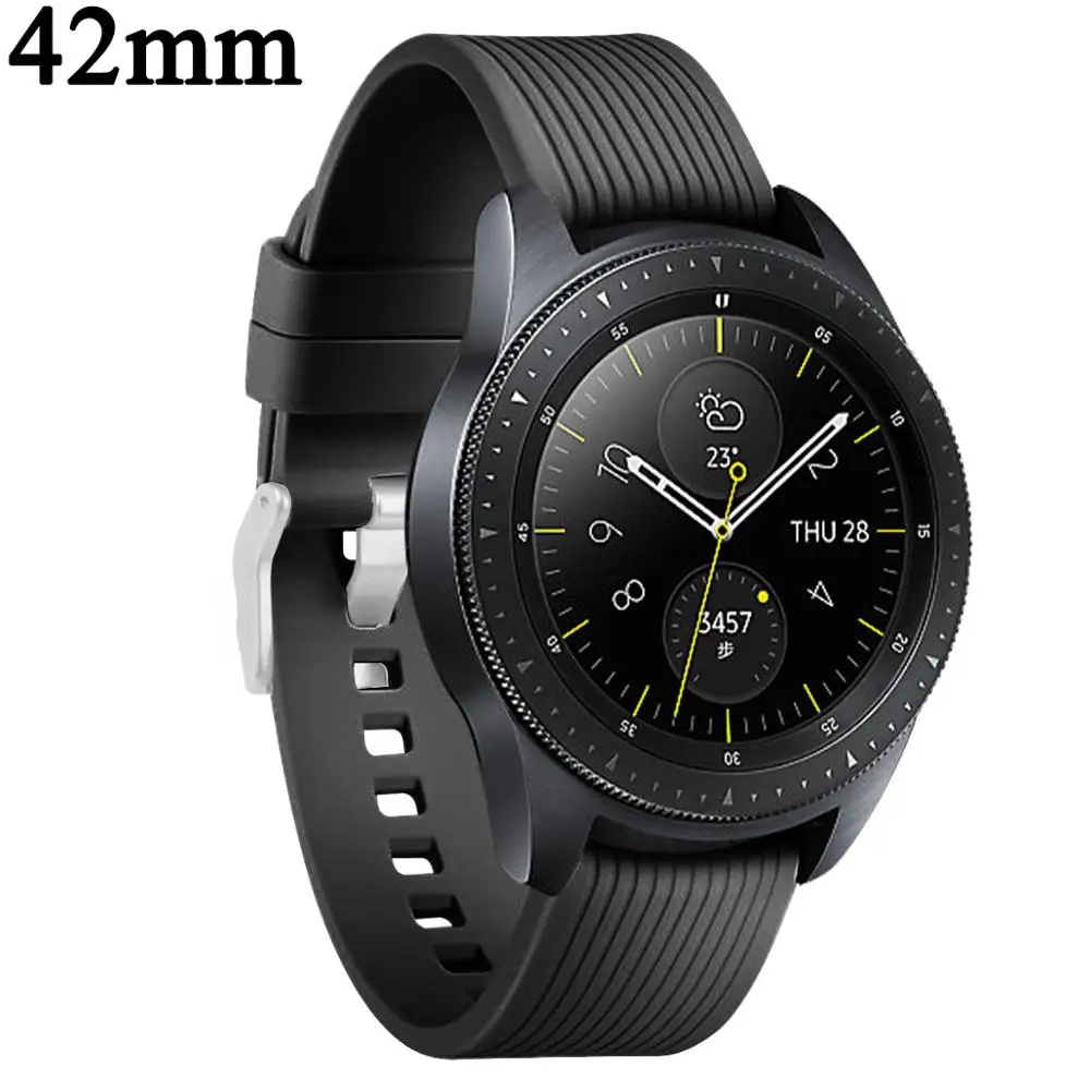 Спортивный силиконовый ремешок для samsung galaxy watch 42 мм для galaxy watch 46 мм Замена резины наручный браслет ремень 20 мм 22 мм - Цвет ремешка: 42mm black