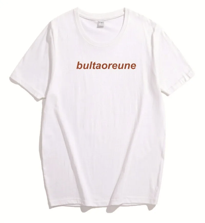 white t orange words Okoufen KPOP модная футболка Tumblr bultaoreuune популярная унисекс уличная хип хоп Женская Мужская рубашка хипстерские футболки топы - Цвет: white t orange words