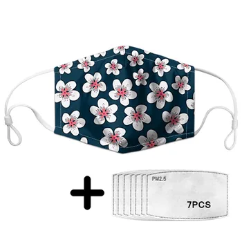

Korean Small Flower Print Mouth Mask Women Reusable Dust Proof Adult Face Mouth Mask with Activated Carbon Filter Non-disposable