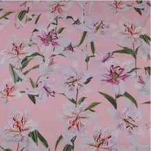 145 см ширина лилии печати Розовый Хлопок Поплин Ткань для женщин Девушка летние платья юбка рубашки шитье DIY-BF083