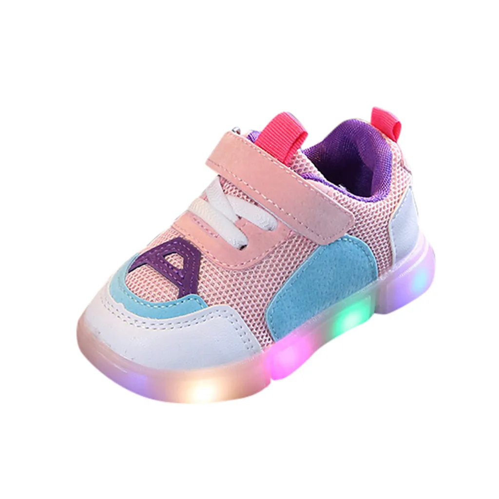 Детская светящаяся обувь для маленьких девочек; мягкая светящаяся Спортивная модная детская обувь для мальчиков; сезон весна-осень; детская корзина; Femme - Цвет: Pink