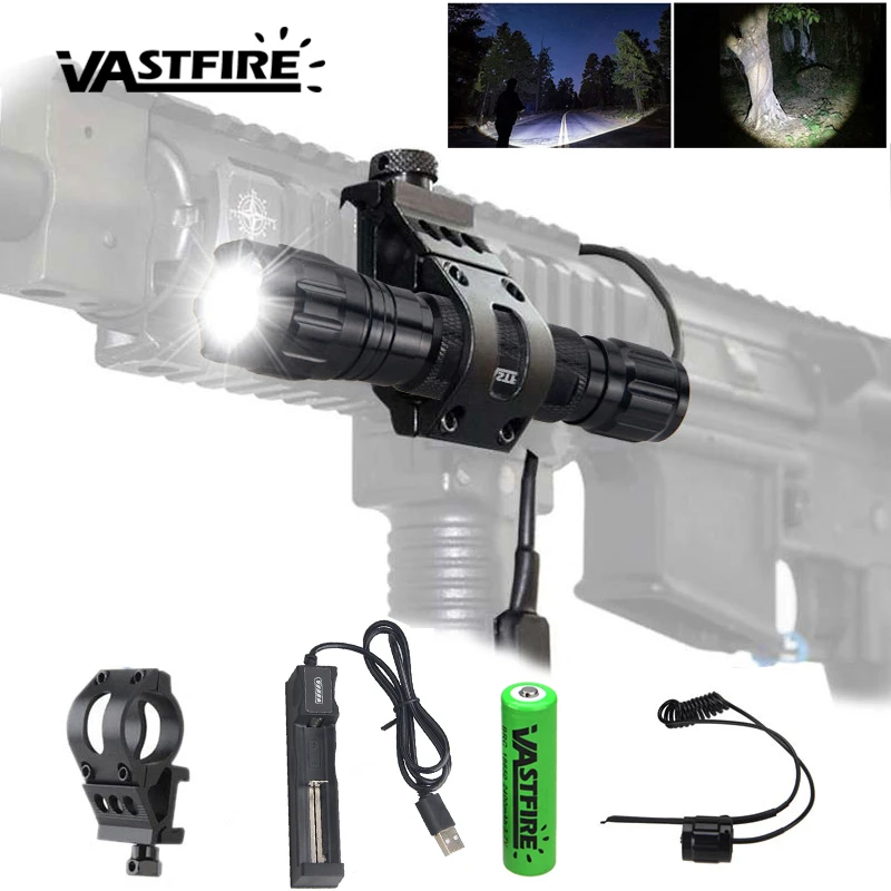 Tactical 5000LM LED Flashlight 2 Modes Gun Torch fit 20mm Rail Picatinny Rail