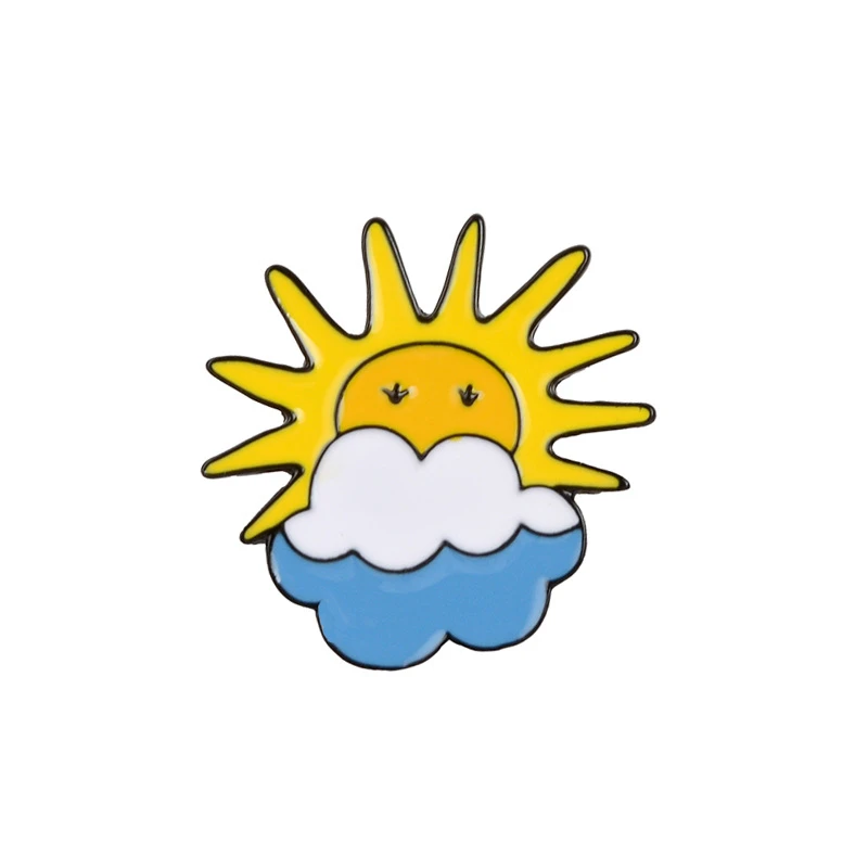 Cartoon Fashion Rainbow cloud Sun moon white clouds dark clouds brooch Jeans Backpack Badges children Metal Enamel Pin Clothes