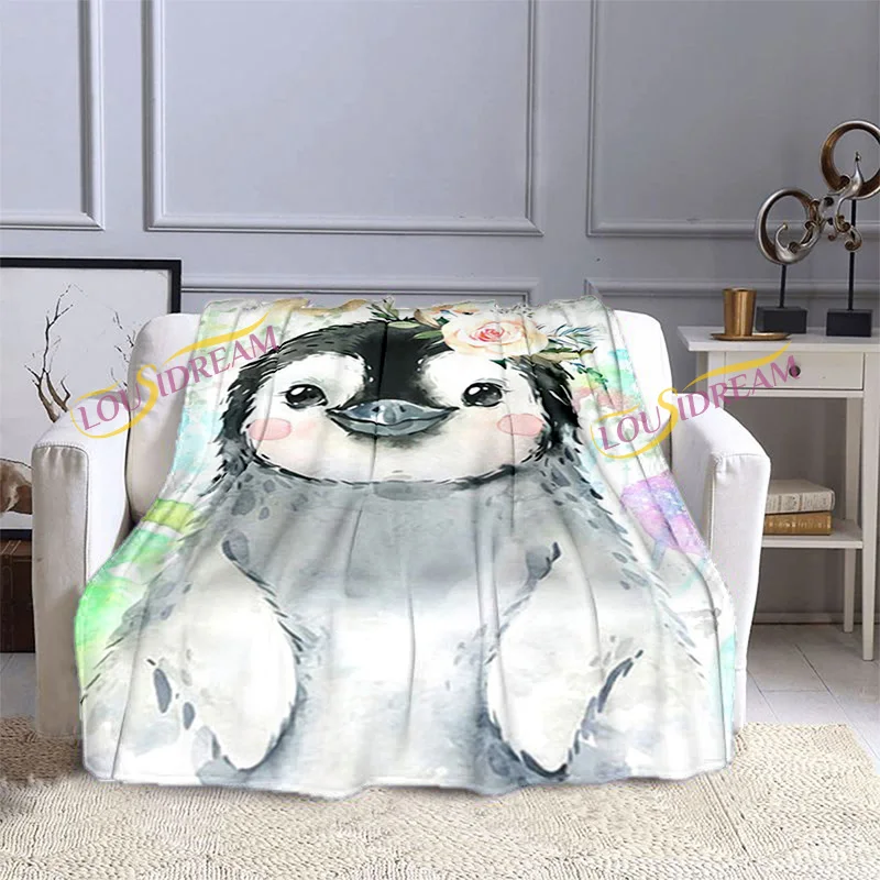 Милые Мультяшные акварельные одеяла с животными фланелевые покрывала