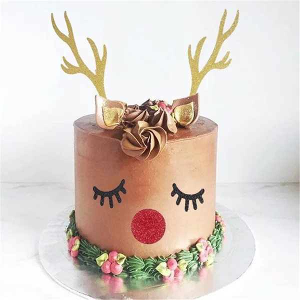 5 Pcs Topersitos Para Comida Christmas Antlers Shape Cake Topper Toothpick  Baby - AliExpress