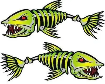 

Dawasaru 2X Fish Bones Skeleton Car Sticker Sunscreen Personalized Decal Motorcycle Auto Accessories Decoration PVC, 12cm*12cm