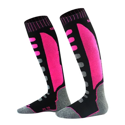 Детские утепленные зимние теплые лыжные носки унисекс длинные катание на сноубордах, спортивные носки для велоспорта, кемпинга, прогулки походы, термо-носки - Цвет: Черный