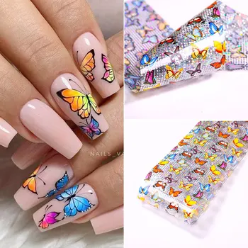 

1Box Nail Foils Butterfly Nail Art Transfer Sticker Paper Slide Flower idea nail Decals Decoration DIY Nail Art Accessories