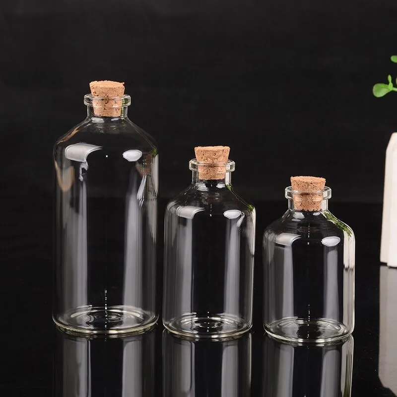 8pcs 12ml 15ml 20ml 22ml 25ml 30ml 50ml 70ml 110ml Glass Bottles with Cork Stopper Empty Spice Bottles Jars Gift Crafts Vials 6