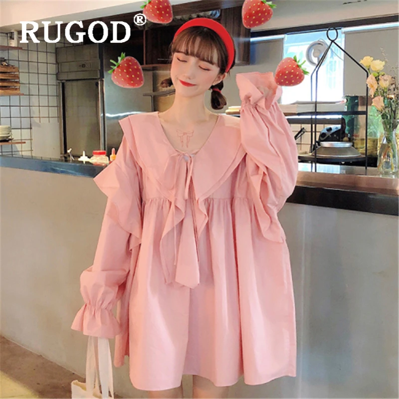 Женское платье с оборками RUGOD элегантное весеннее v образным вырезом и