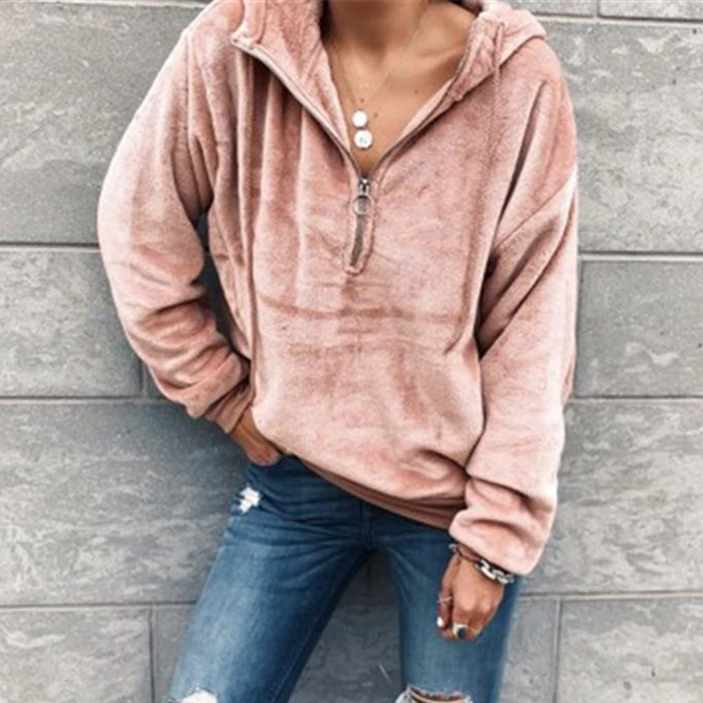 Women Hoodies Sweatshirt Autumn Winter Plus Size Long Sleeve Pocket Pullover Hoodie Female Plush Tether hoodies Top Clothes