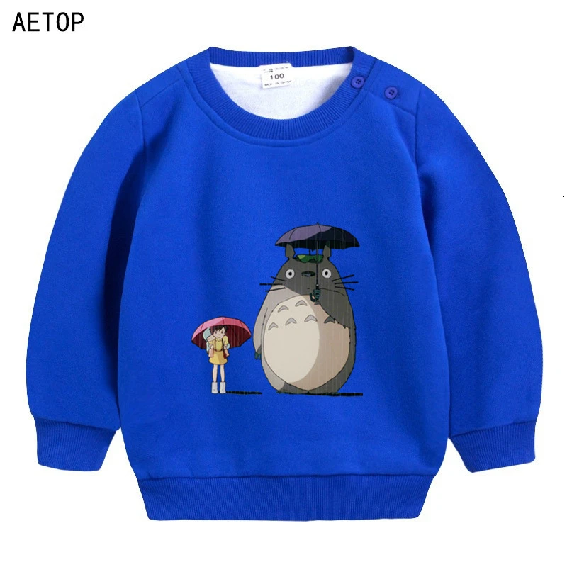 as picture ; зимние Бархатные фильм Толстовка totoro для мальчиков и девочек, забавные цветные детские с О-образным вырезом для шеи, детские топы с рисунками из мультфильмов для малышей - Цвет: as picture